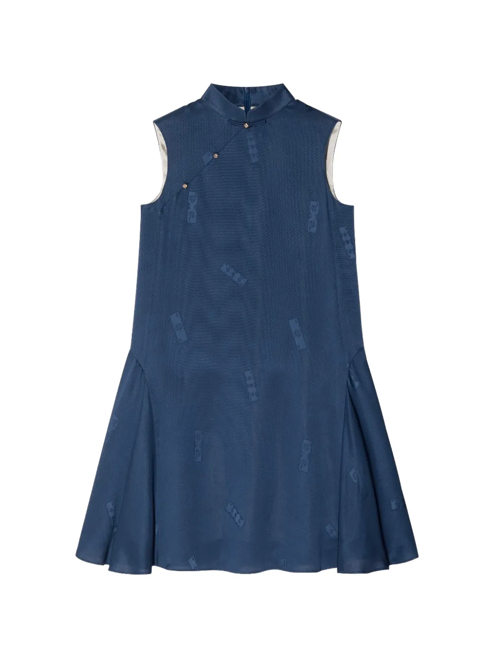 Shanghai Tang mandarin-collar silk mini dress - Blu