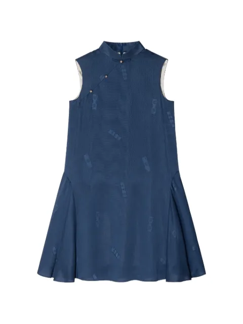 Shanghai Tang mandarin-collar silk mini dress