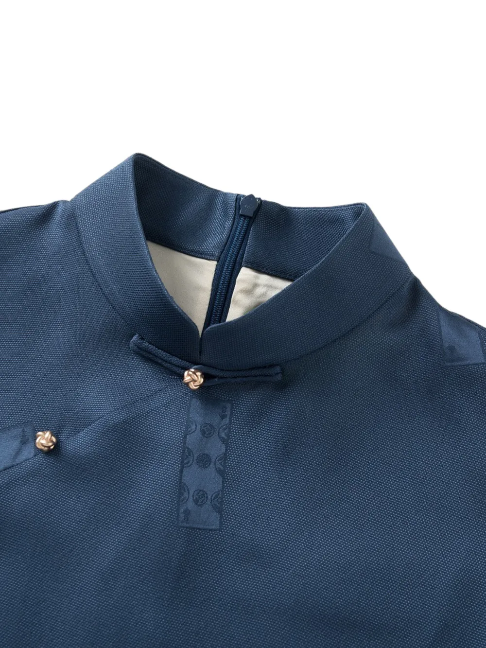 Shanghai Tang mandarin-collar silk mini dress Blauw