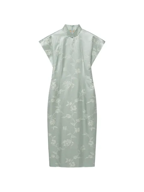 Shanghai Tang Qipao floral-jacquard midi dress