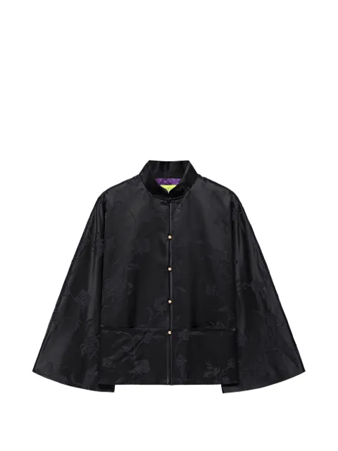 Shanghai Tang floral-jacquard cape jacket