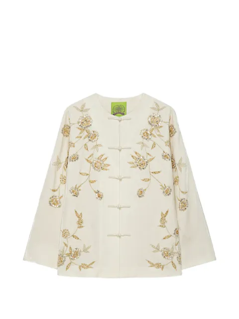 Shanghai Tang Statement beaded floral-embroidered jacket