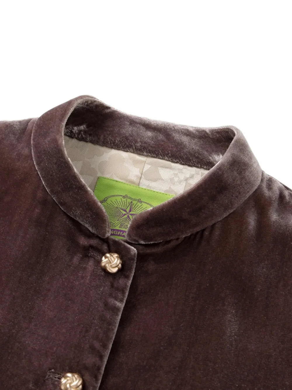 Shanghai Tang Infinite Knot cropped velvet jacket Bruin