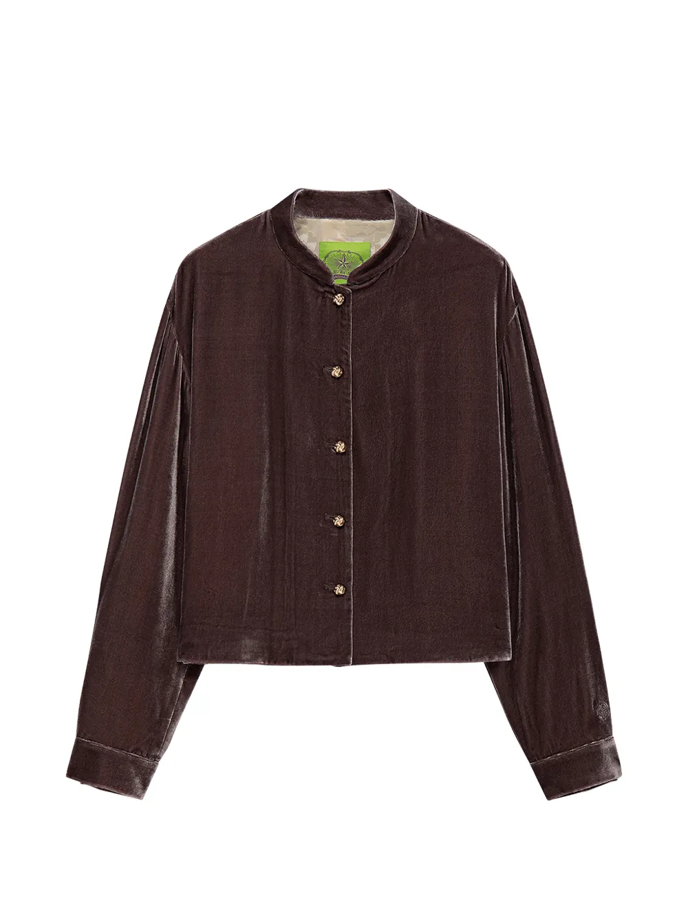 Shanghai Tang Infinite Knot cropped velvet jacket - Marrone