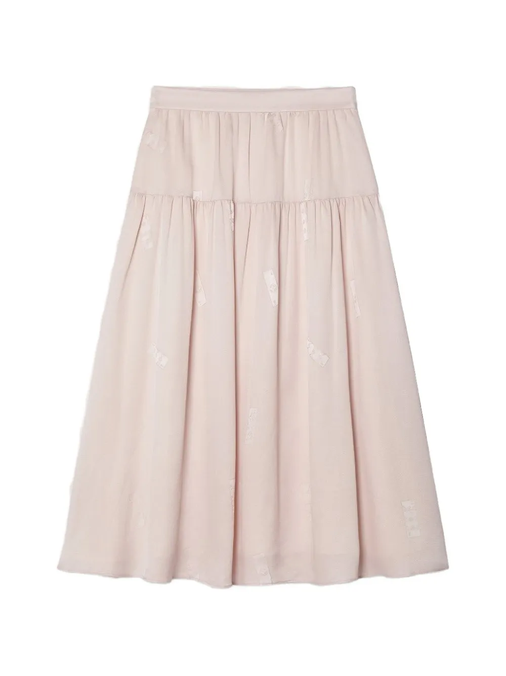 Shanghai Tang tiered silk midi skirt Roze