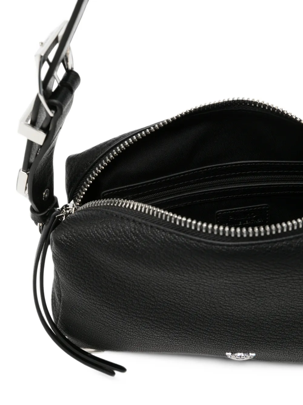 PINKO Medium Boston schoudertas van leer met textuur Zwart