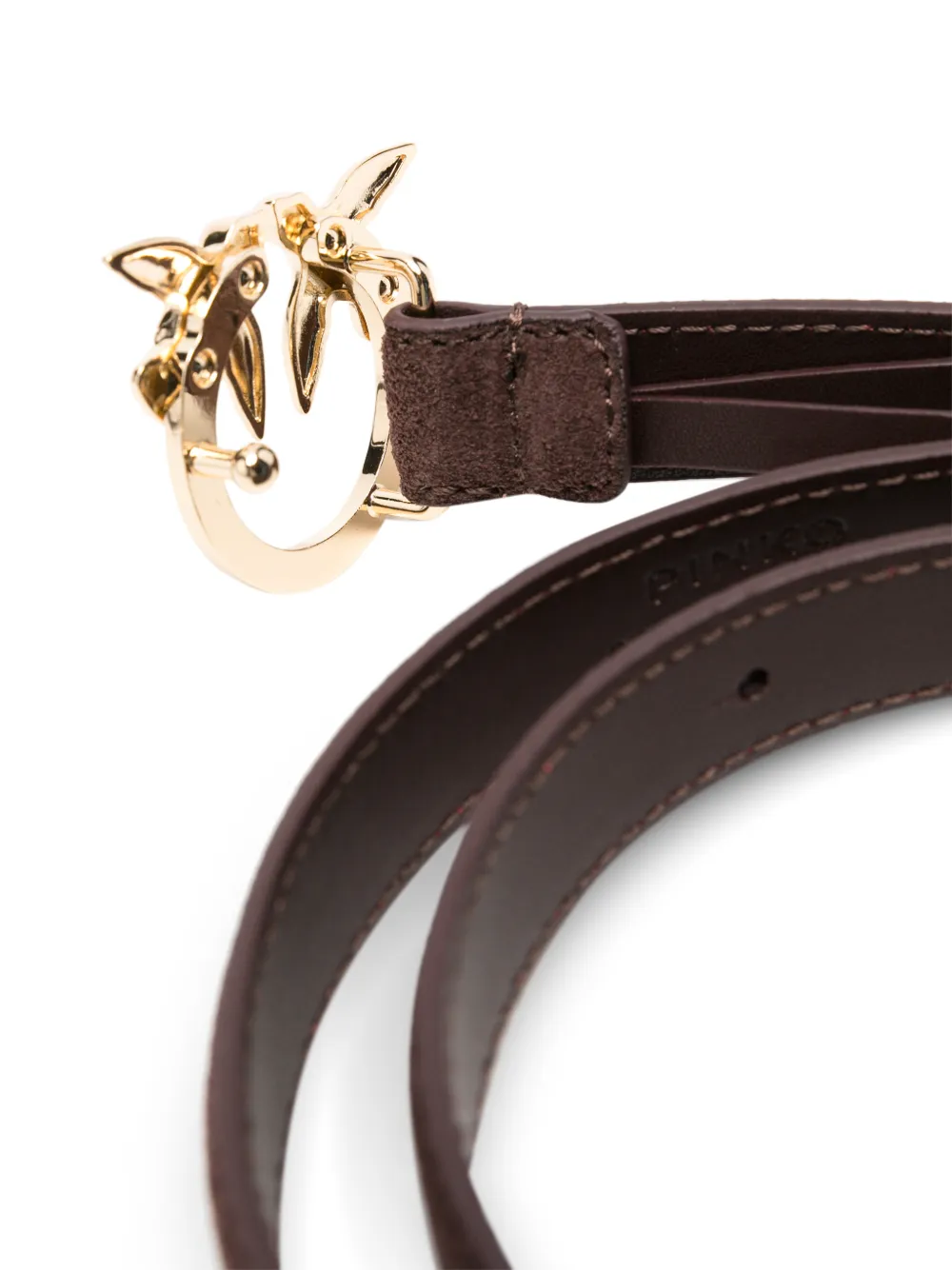 PINKO Love Birds suède riem Bruin