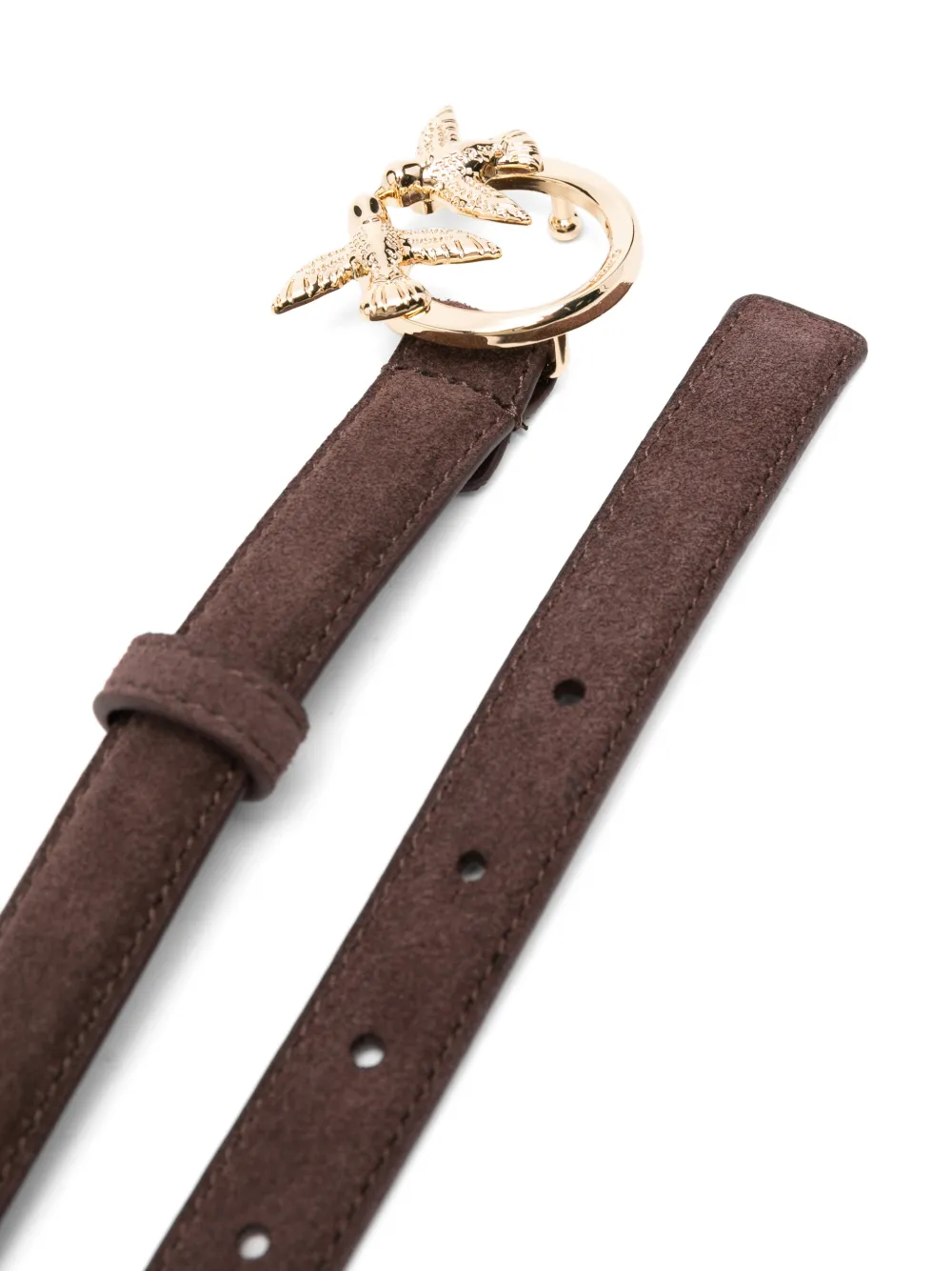 PINKO Love Birds suède riem Bruin