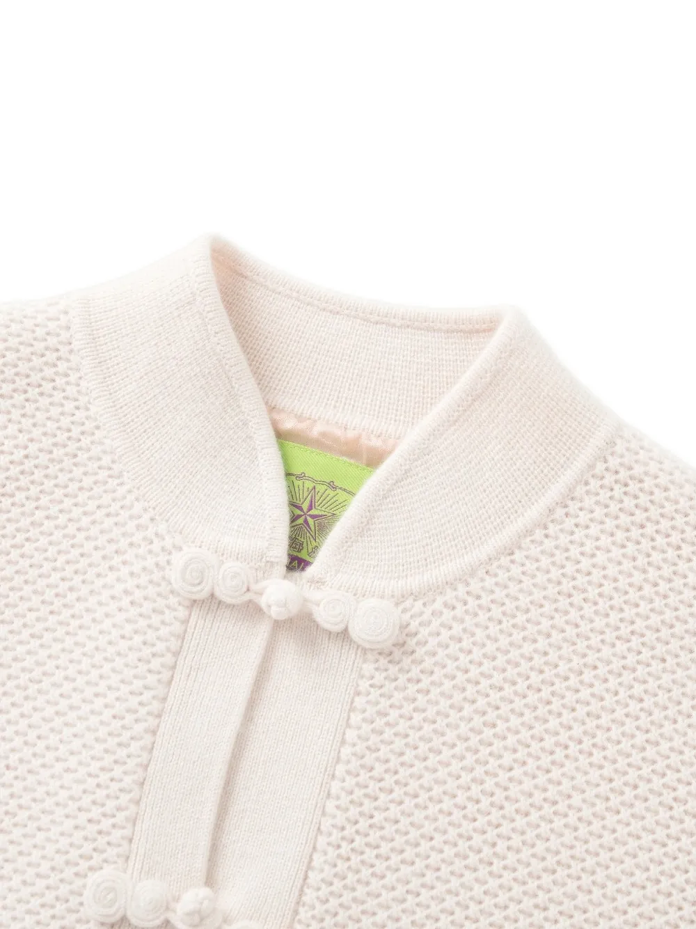 Shanghai Tang frog-fastening cardigan Beige
