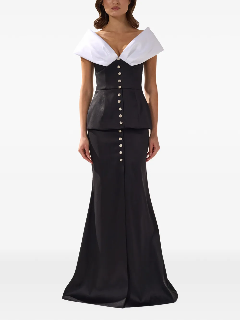SILK LOVE & LACE Tamara peplum-waist gown