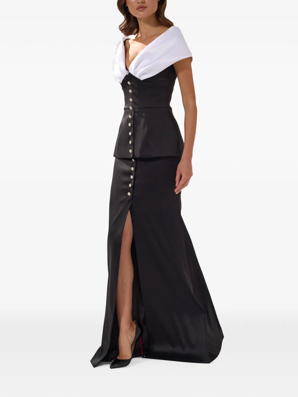 SILK LOVE & LACE Tamara avondjurk met peplum-taille Zwart