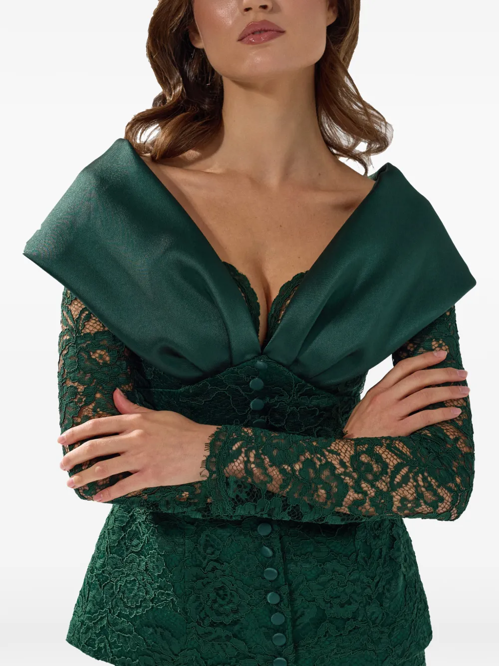 SILK LOVE & LACE Tamara peplum-waist gown