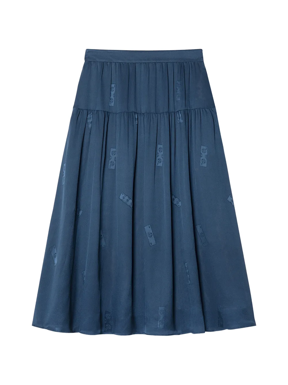 Shanghai Tang tiered silk midi skirt Blauw