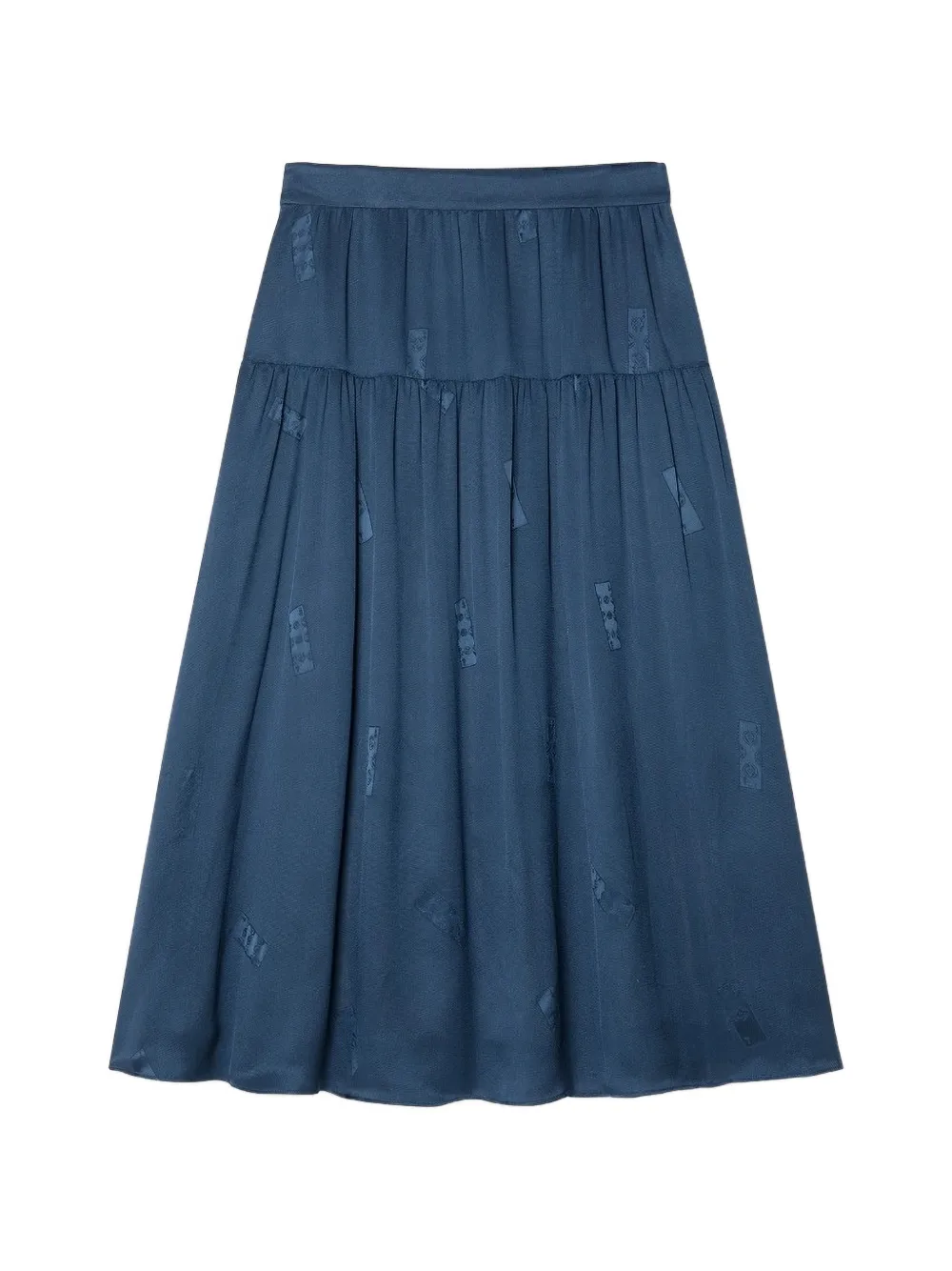 Shanghai Tang tiered silk midi skirt - Bleu Shanghai Tang tiered silk midi skirt - Bleu