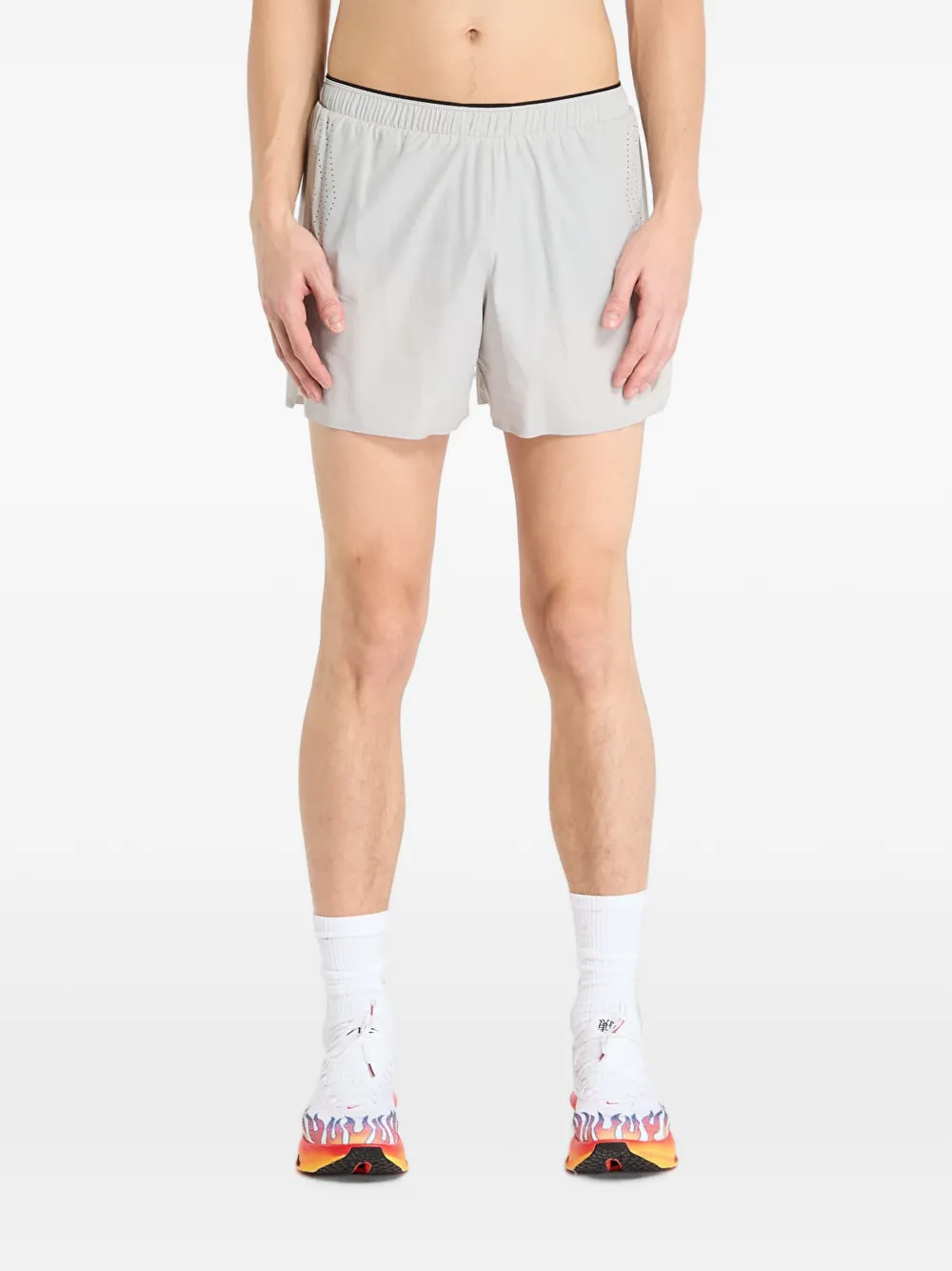 Soar logo-print perforated shorts