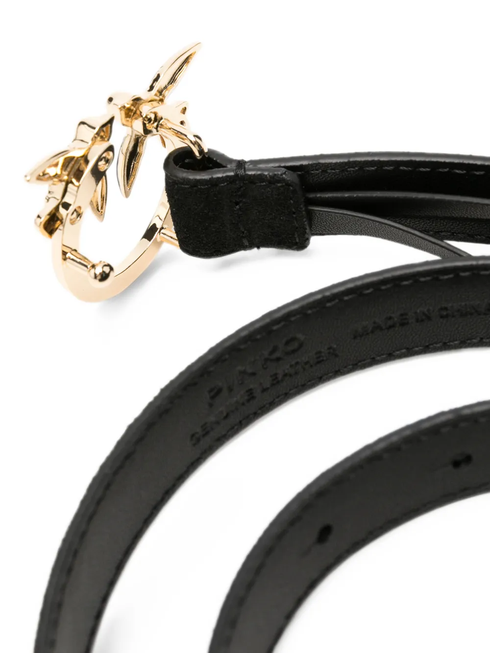 PINKO Love Birds suède riem Zwart