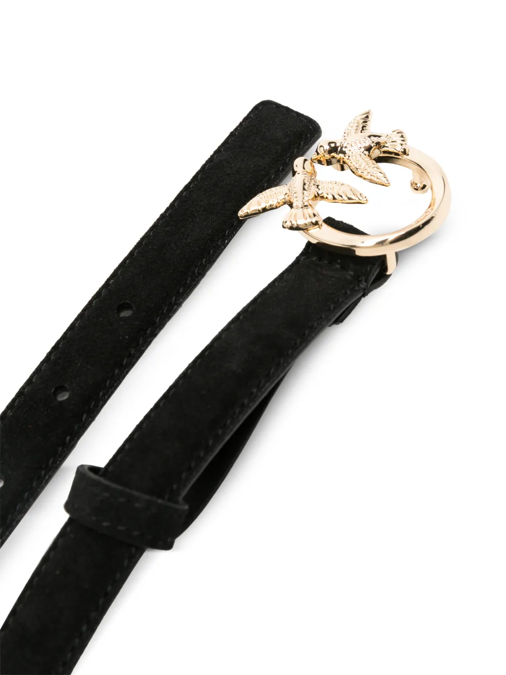 PINKO Love Birds suède riem Zwart
