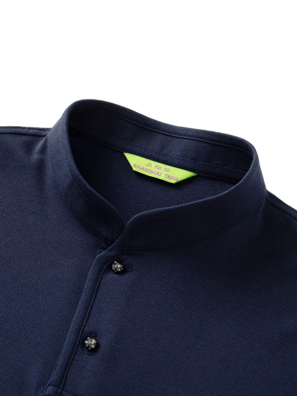 Shanghai Tang mandarin-collar long-sleeve T-shirt Blauw
