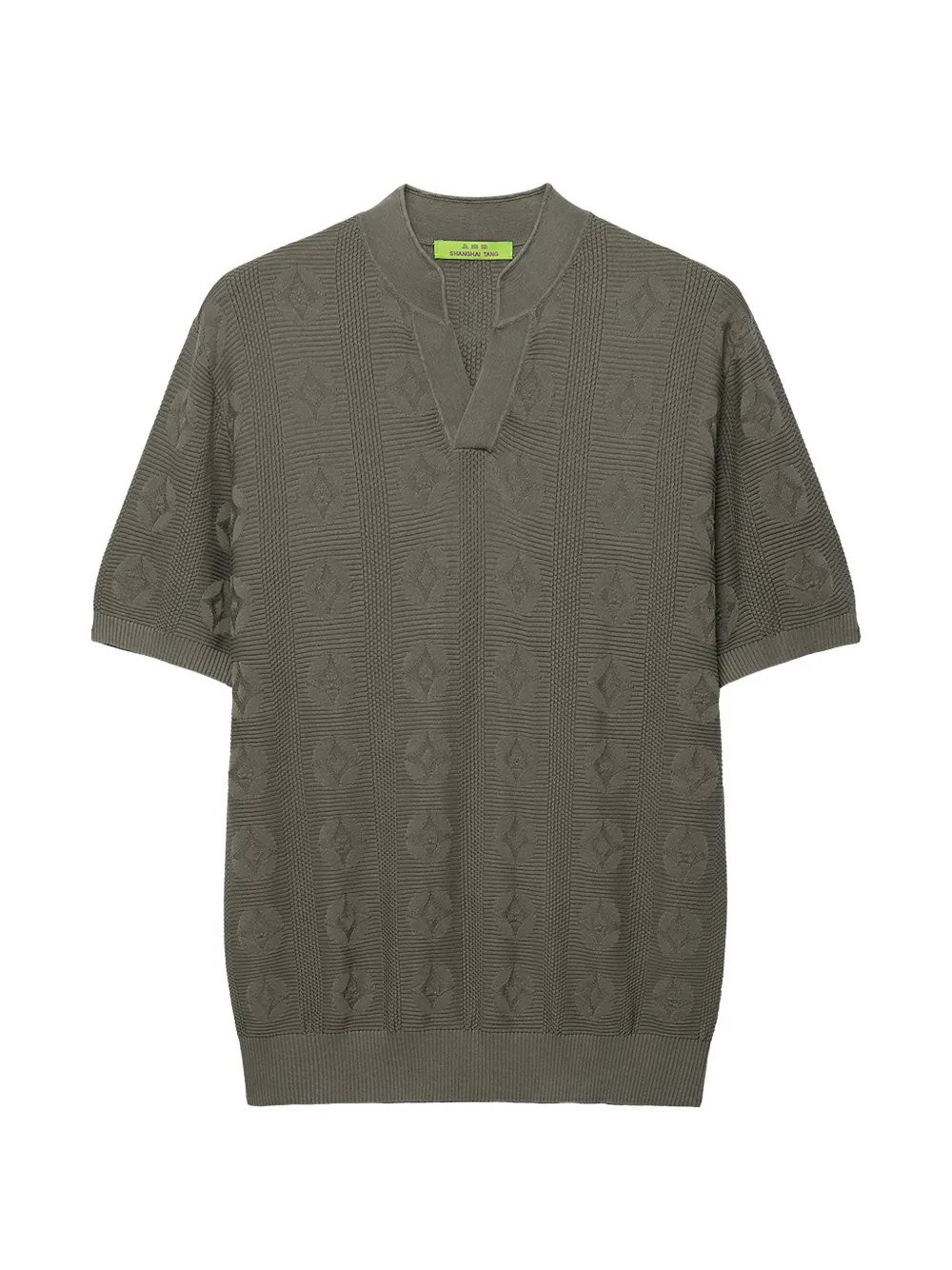 Shanghai Tang Coin jacquard-knit silk polo shirt - Grigio