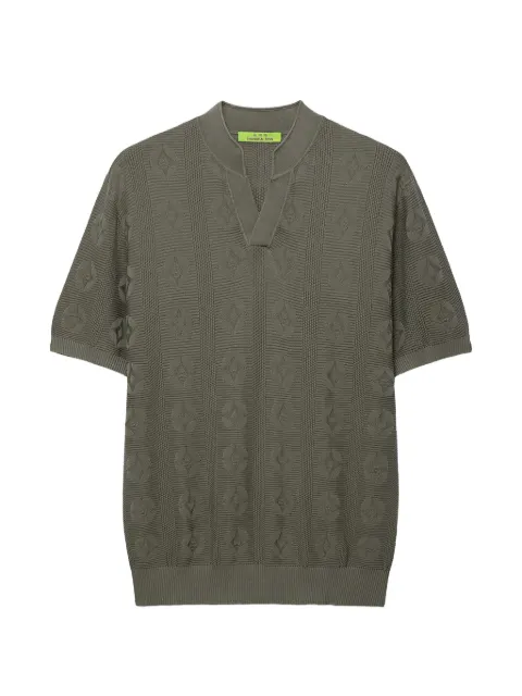 Shanghai Tang Coin jacquard-knit silk polo shirt
