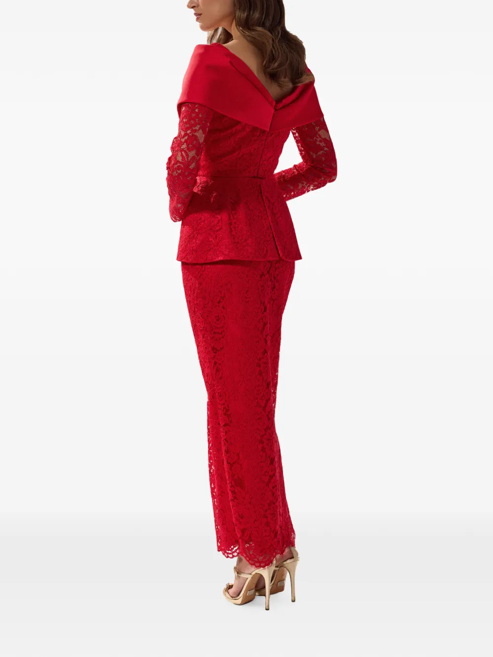 SILK LOVE & LACE Tamara maxi-jurk met kant Rood
