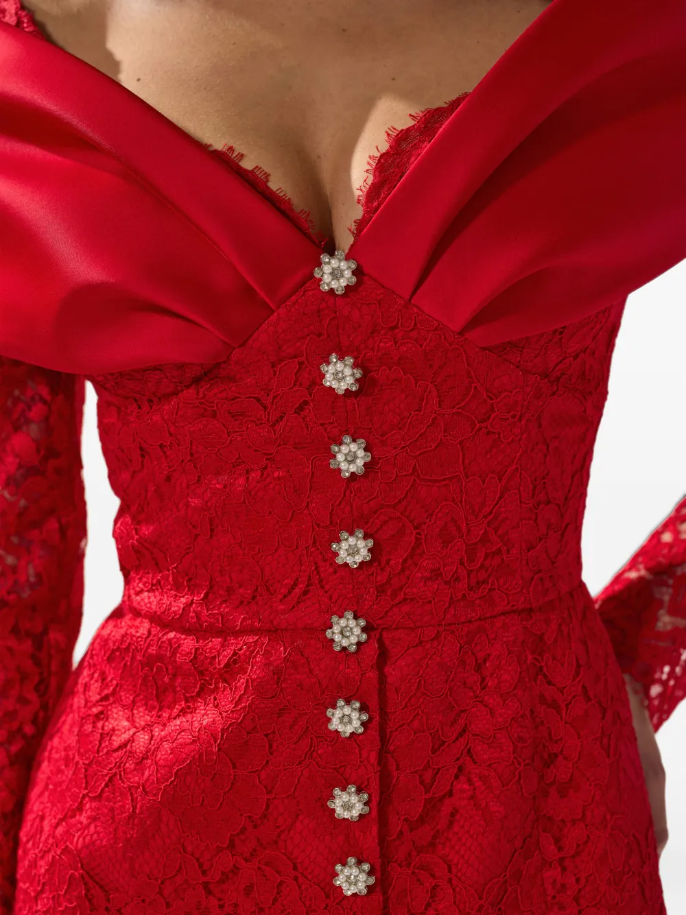 SILK LOVE & LACE Tamara maxi-jurk met kant Rood