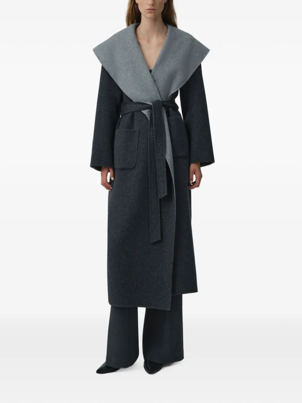 SIMKHAI Allura Reversible Belted Coat in Grey, view 2