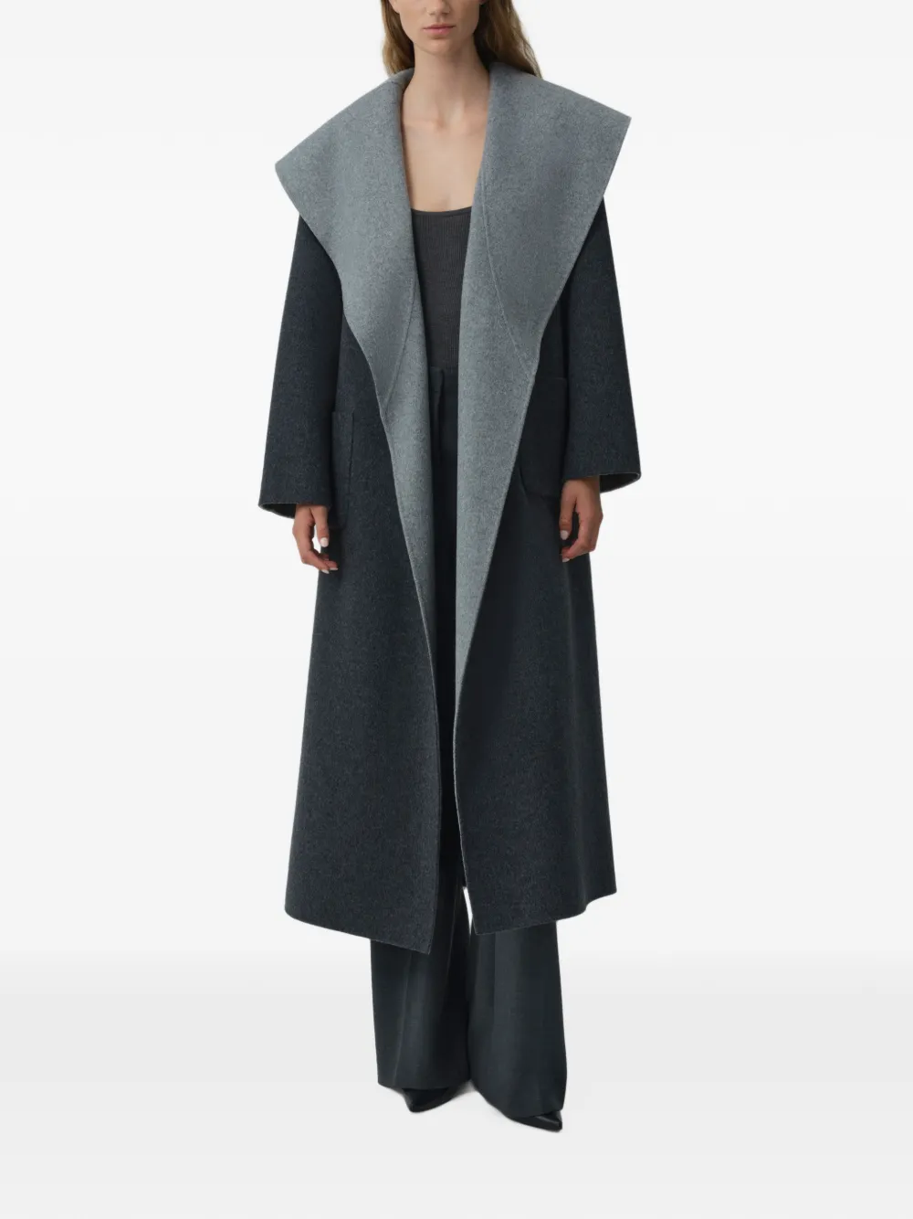 SIMKHAI Allura Reversible Belted Coat in Grey, view 3