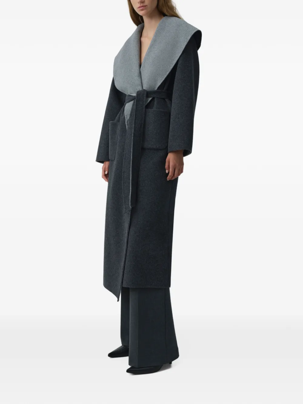 SIMKHAI Allura Reversible Belted Coat in Grey, view 4