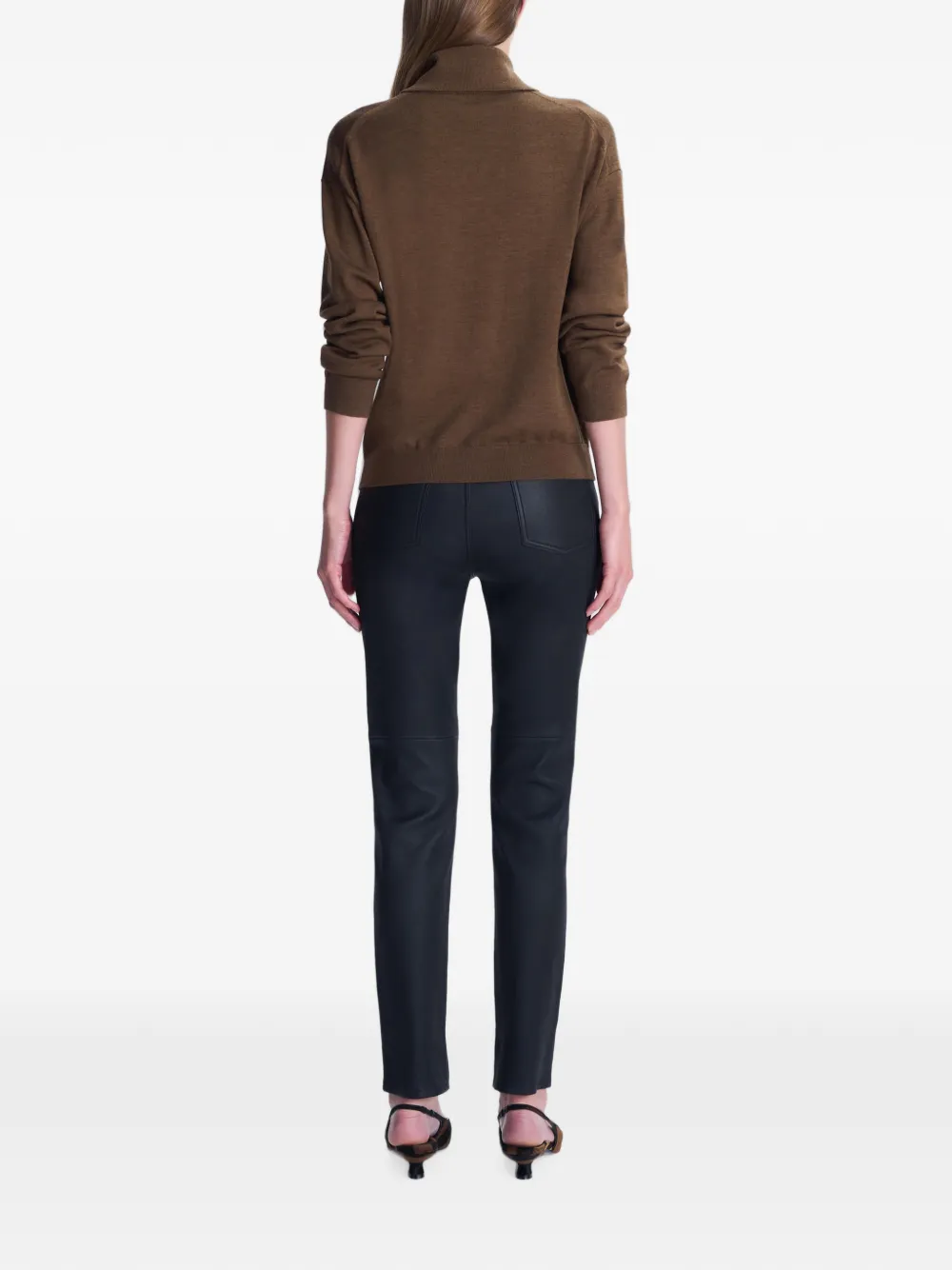SIMKHAI Aaliyah Merino Wool Sweater in Brown, view 4