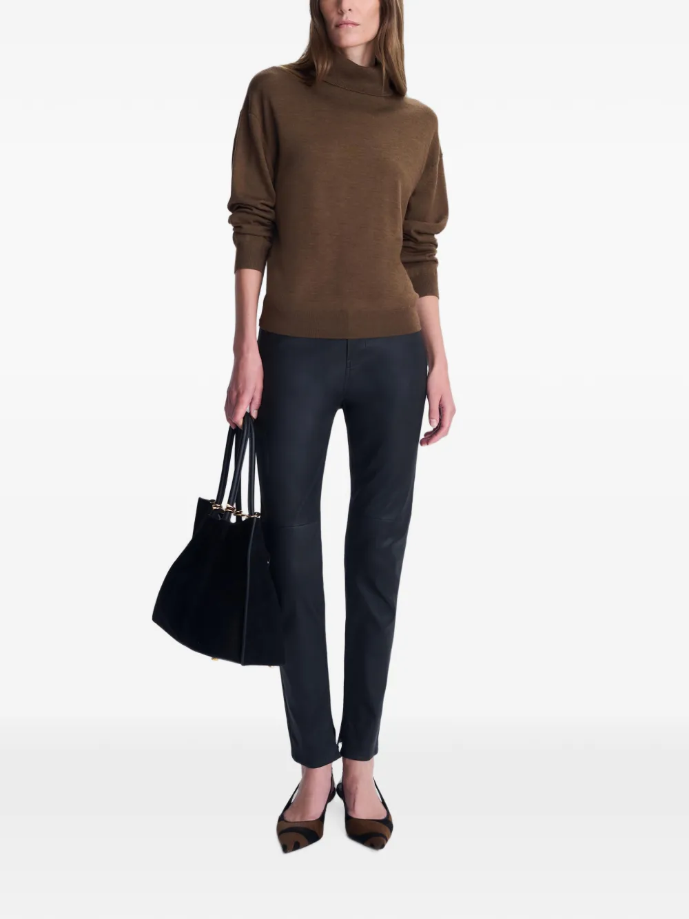SIMKHAI Aaliyah Merino Wool Sweater in Brown, view 2