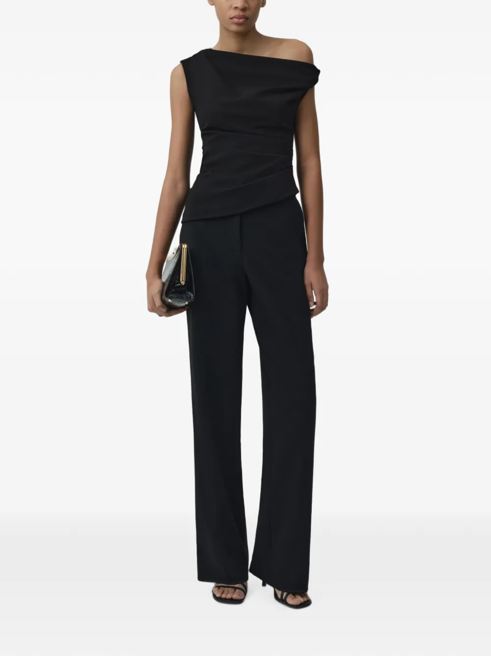 SIMKHAI Zerra draped asymmetrical top Zwart