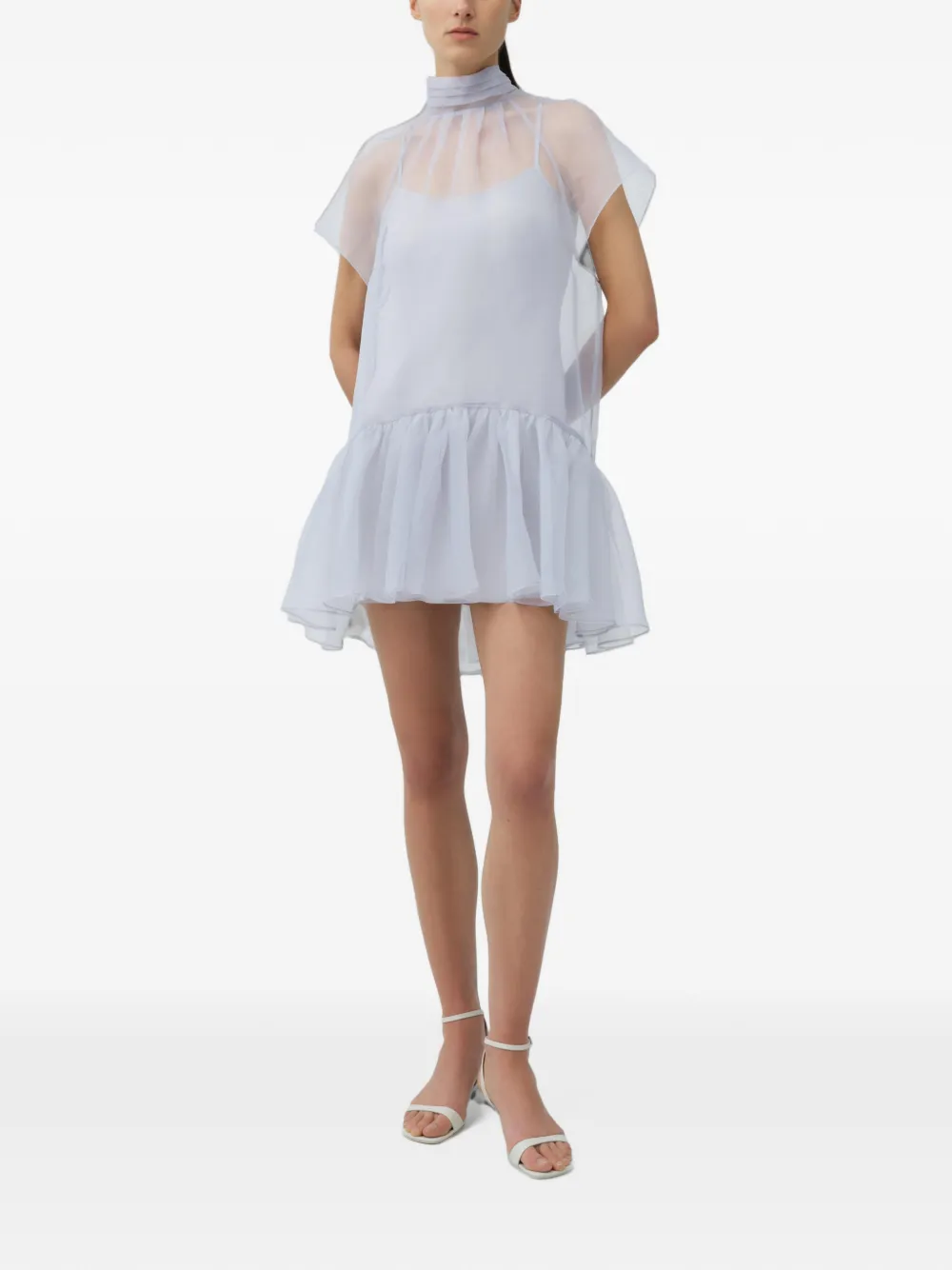 SIMKHAI Beaux gelaagde organza mini-jurk Blauw