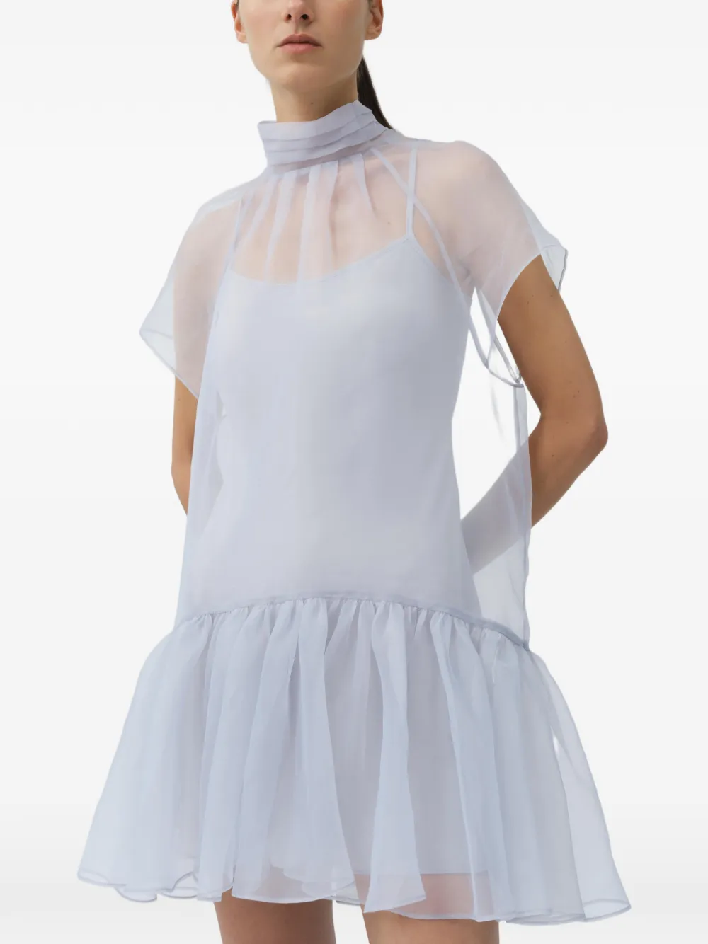SIMKHAI Beaux gelaagde organza mini-jurk Blauw