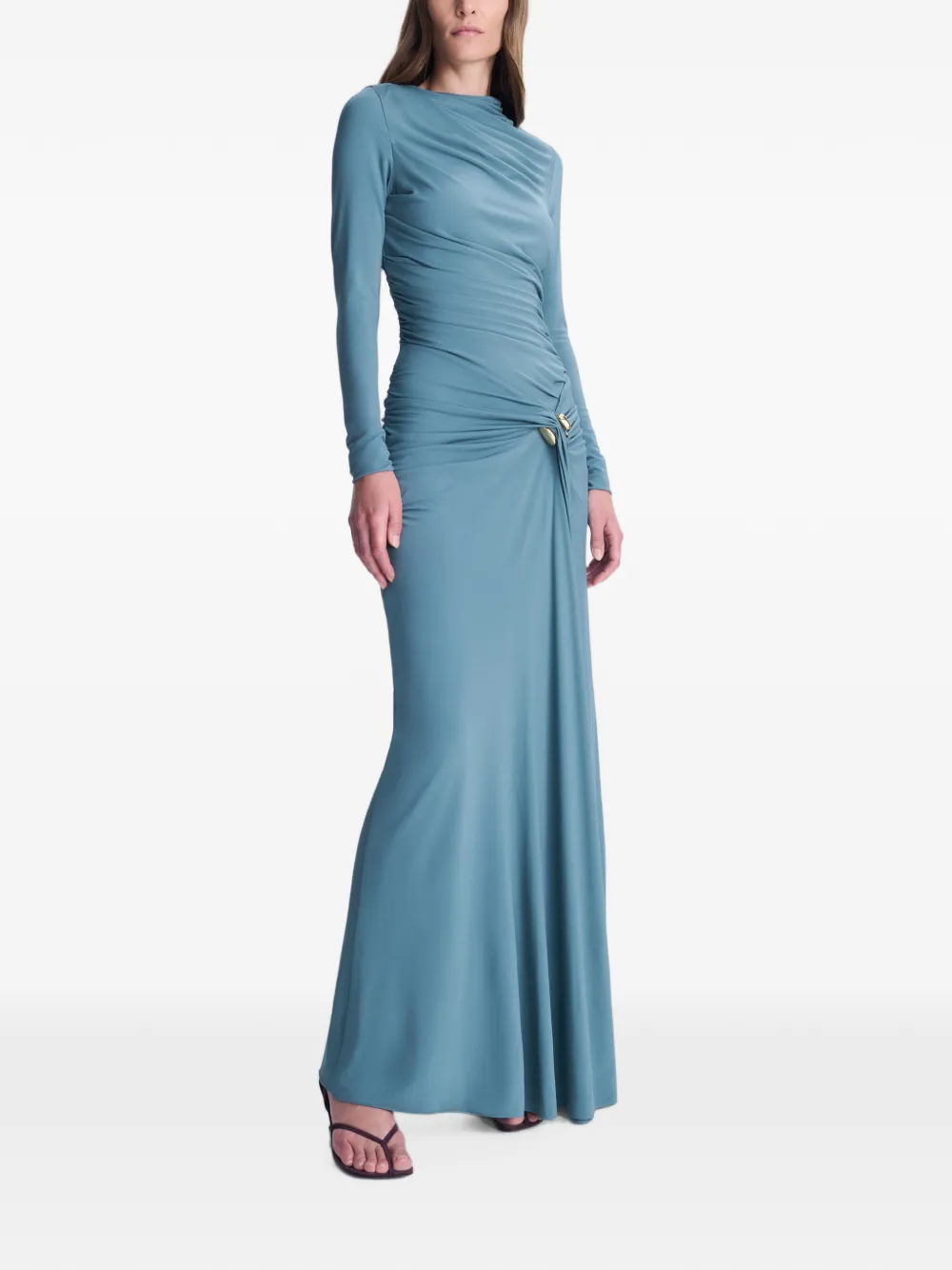 SIMKHAI Eleanora draped jersey gown Blauw