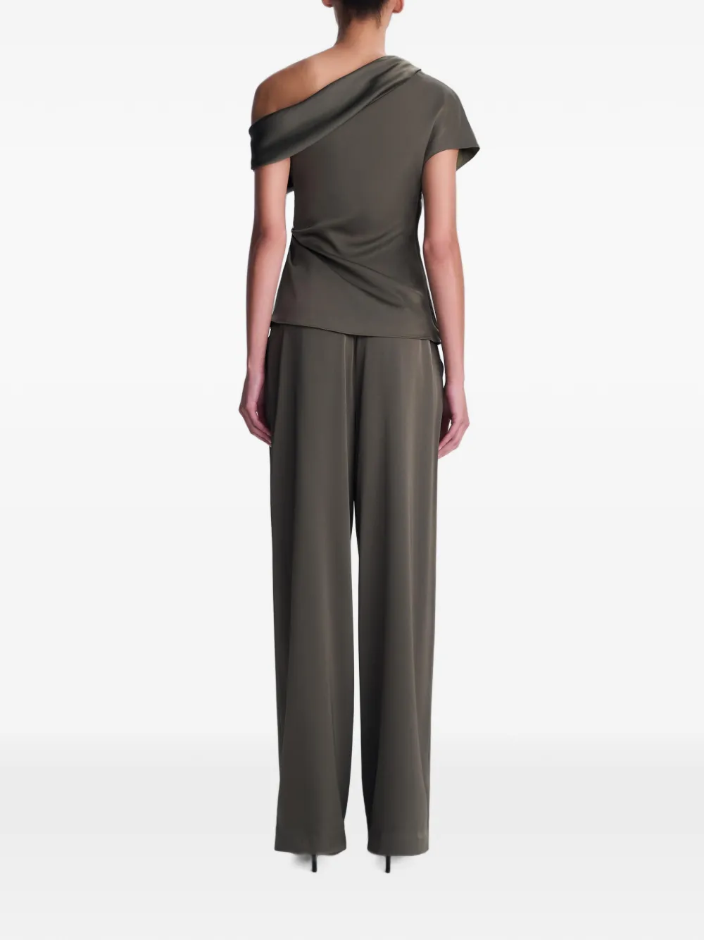 SIMKHAI Phoebe asymmetrically draped top Groen