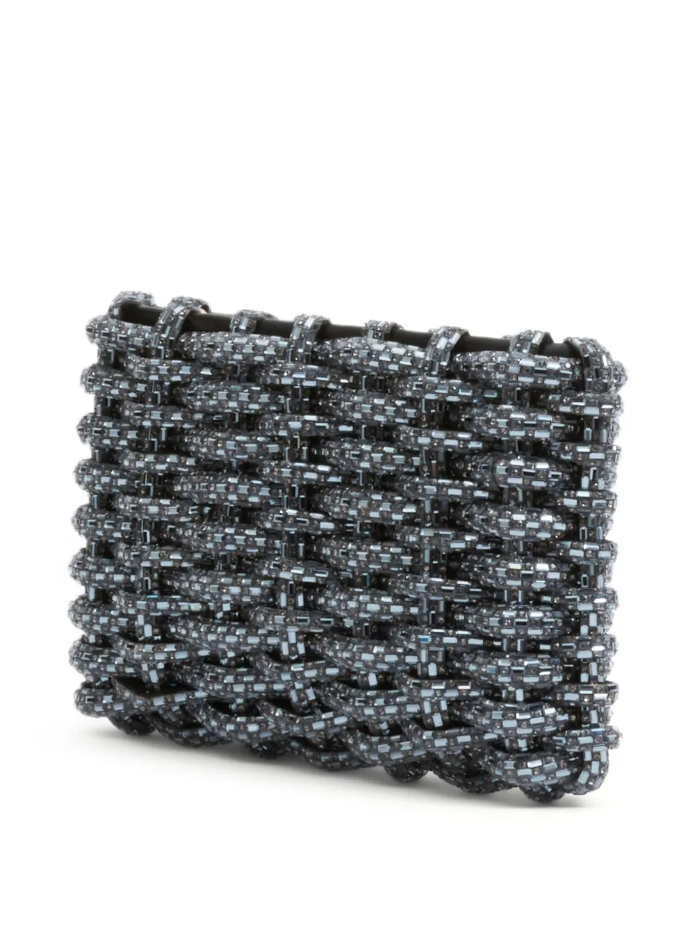 SIMKHAI Morgan geweven clutch met stras Grijs