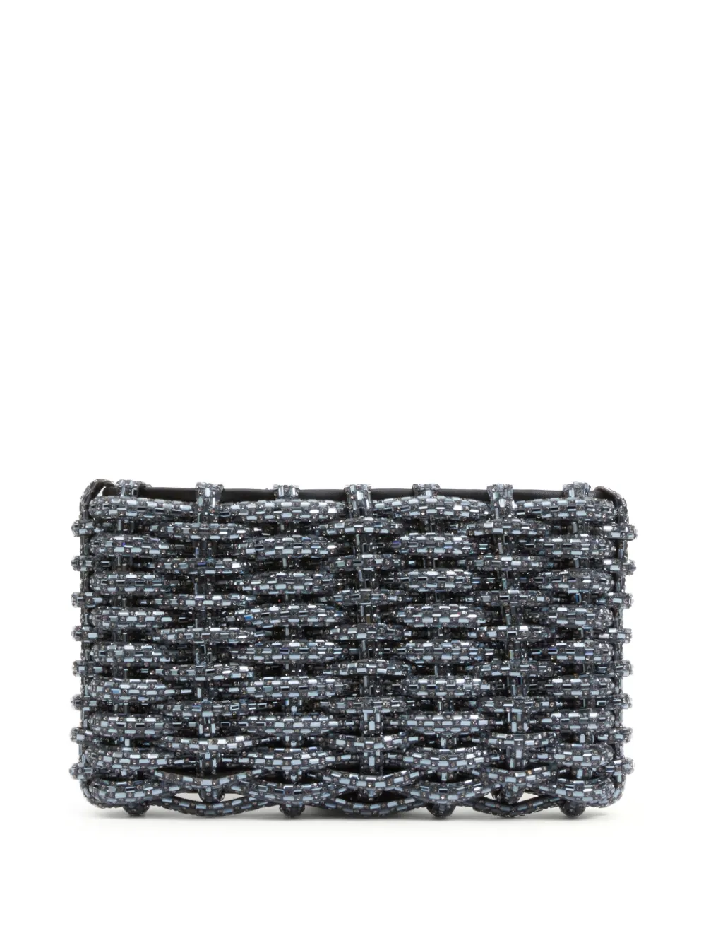SIMKHAI Clutch Morgan intrecciata con strass - Grigio