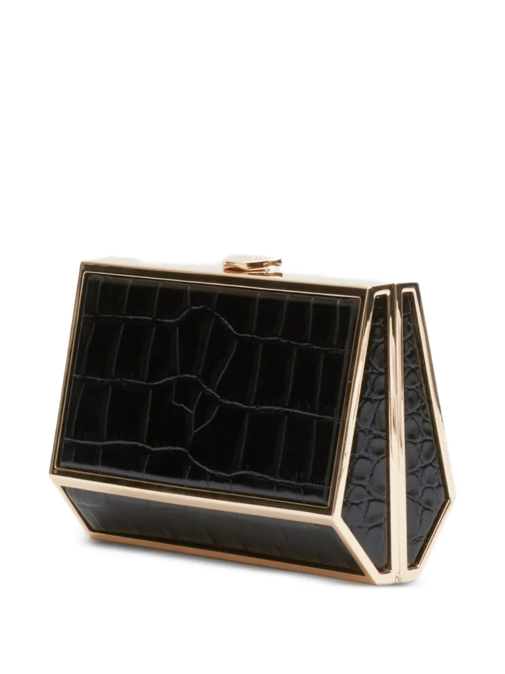 SIMKHAI Maddox croc-embossed leather clutch bag Zwart