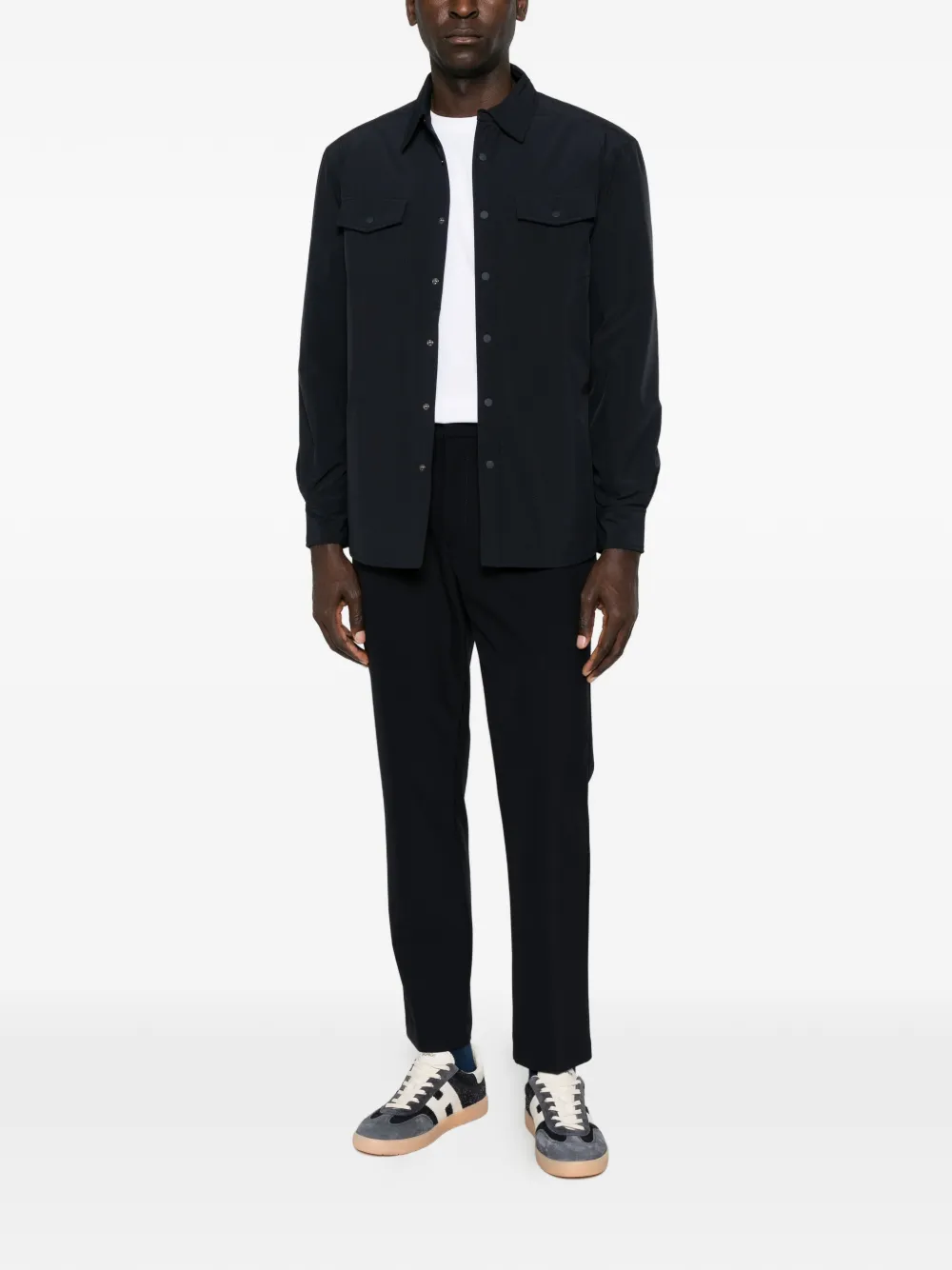 Alley Docks 963 Shirtjack met klepzak en lange mouwen Blauw