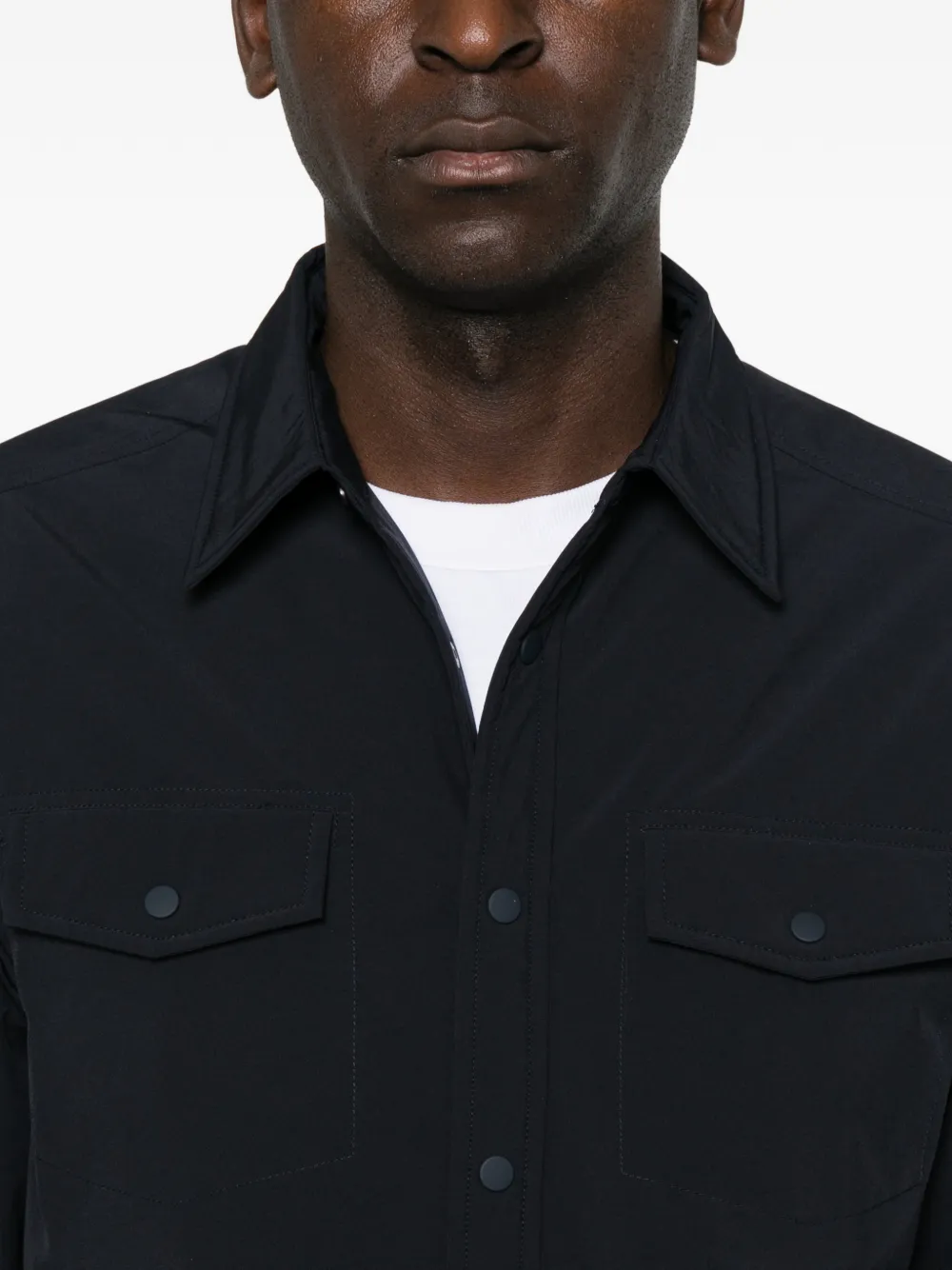 Alley Docks 963 Shirtjack met klepzak en lange mouwen Blauw