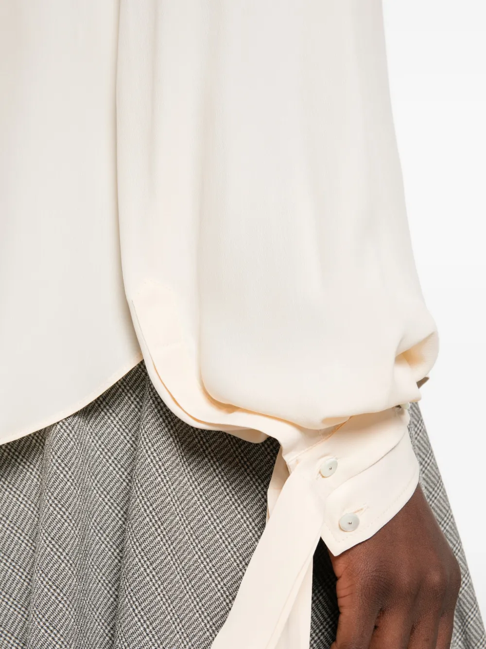 Alberta Ferretti tie-cuff button-back blouse Beige