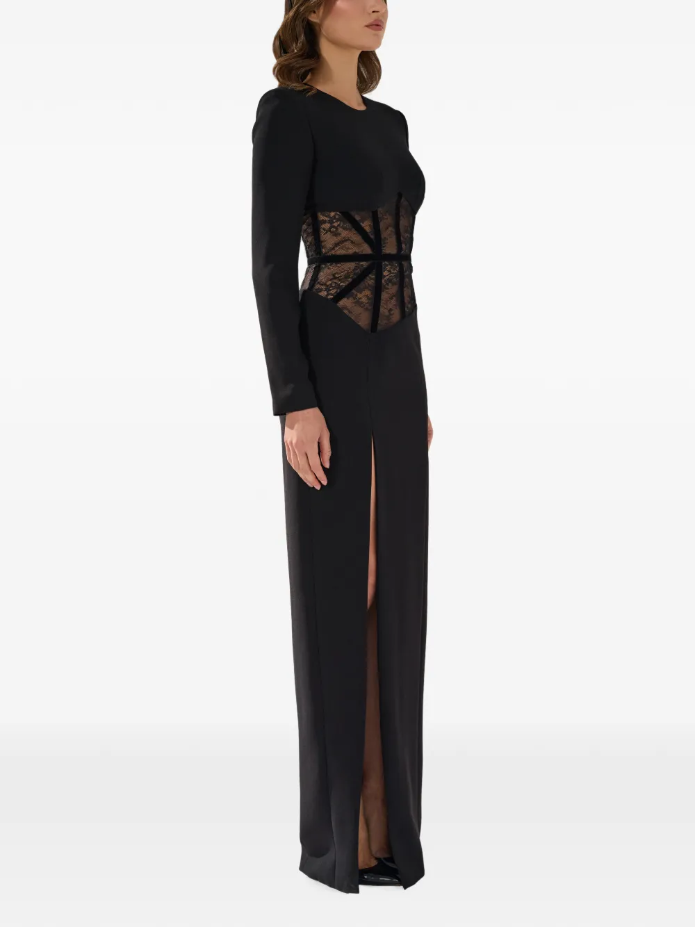 SILK LOVE & LACE Ilara avondjurk in korsetstijl Zwart