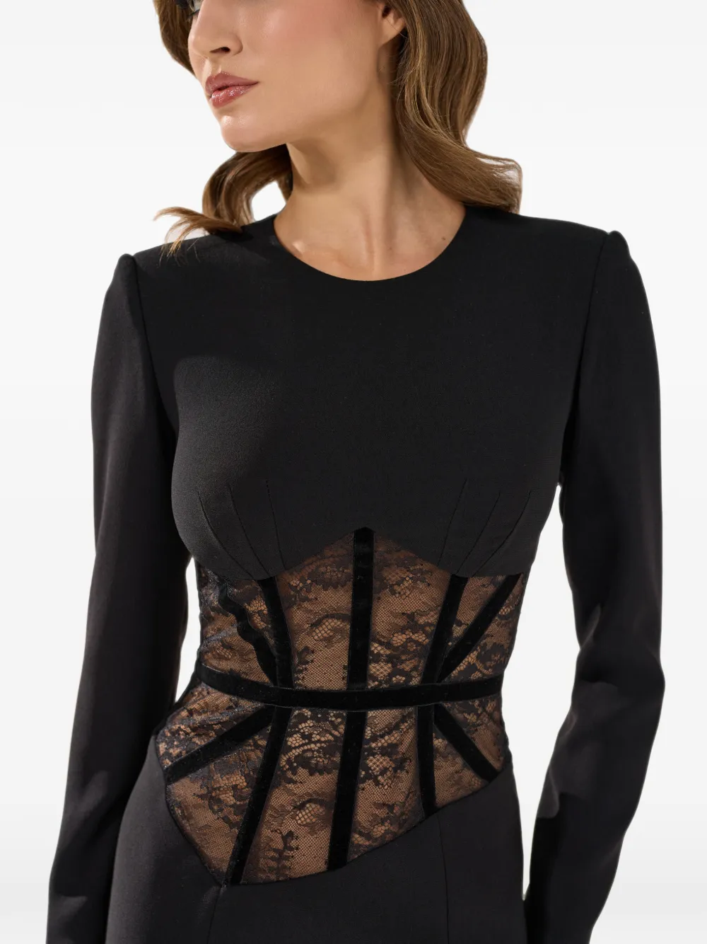 SILK LOVE & LACE Ilara avondjurk in korsetstijl Zwart