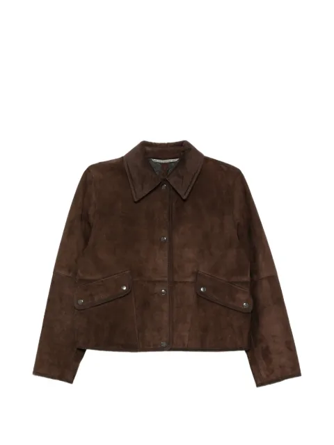 The Jackie Leathers corduroy-collar leather jacket