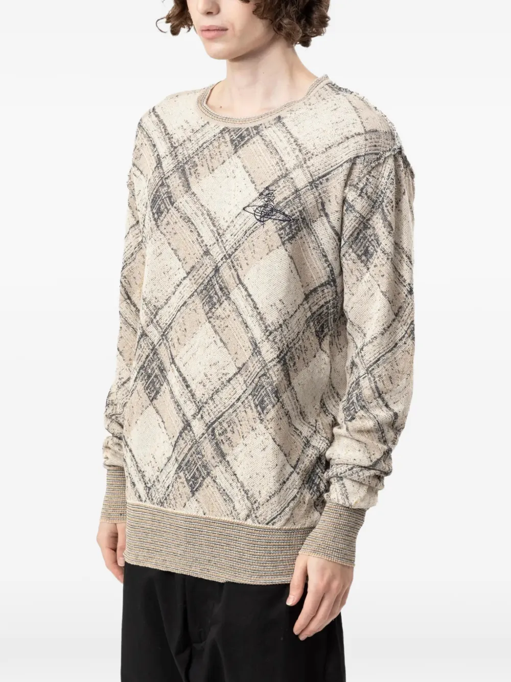 Vivienne Westwood Broken Tartan sweater Beige
