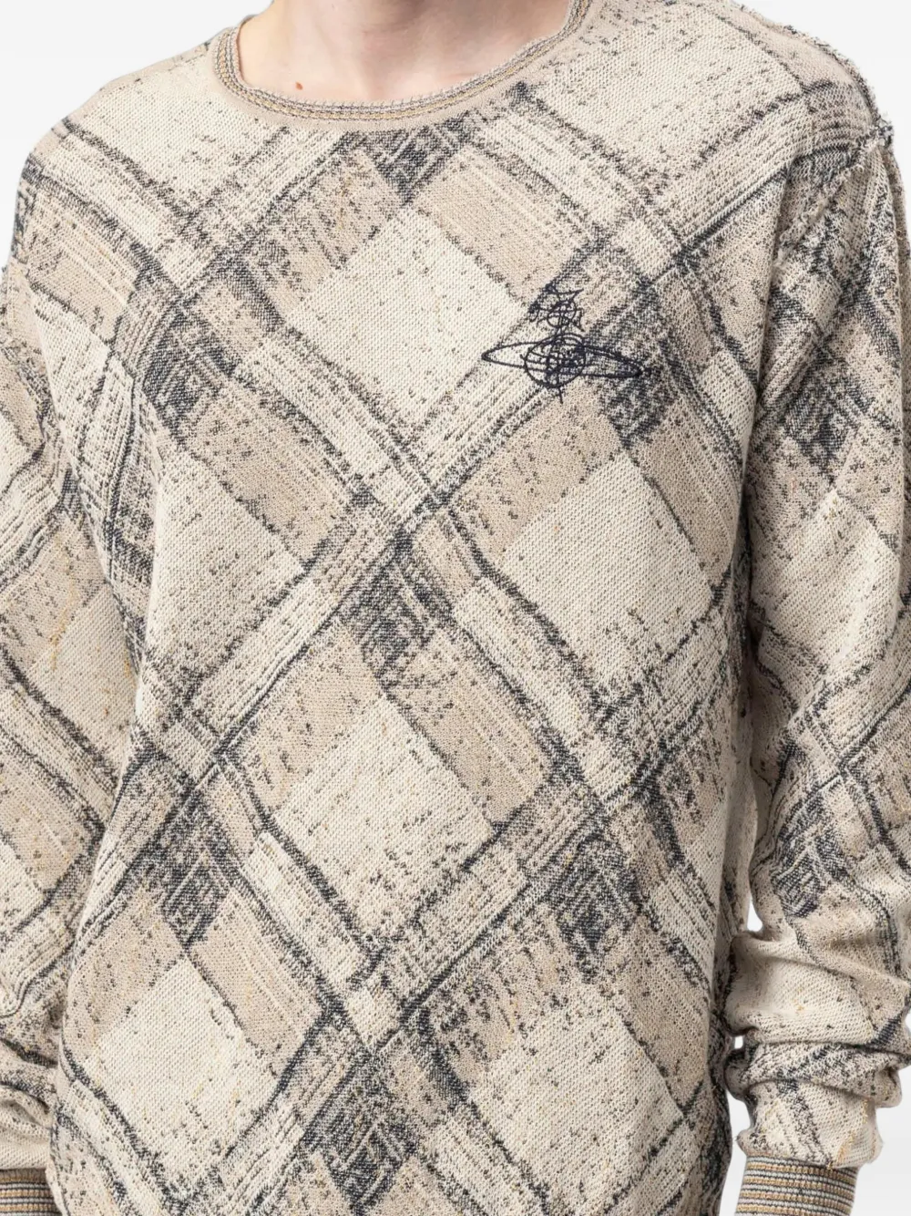 Vivienne Westwood Broken Tartan sweater Beige