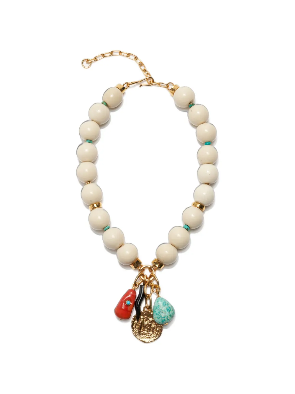 Lizzie Fortunato Blanca charm-embellished beaded necklace - Oro