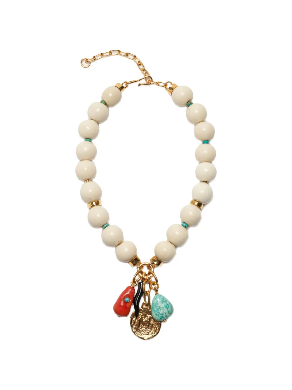Lizzie Fortunato Blanca charm-embellished beaded necklace - Gold