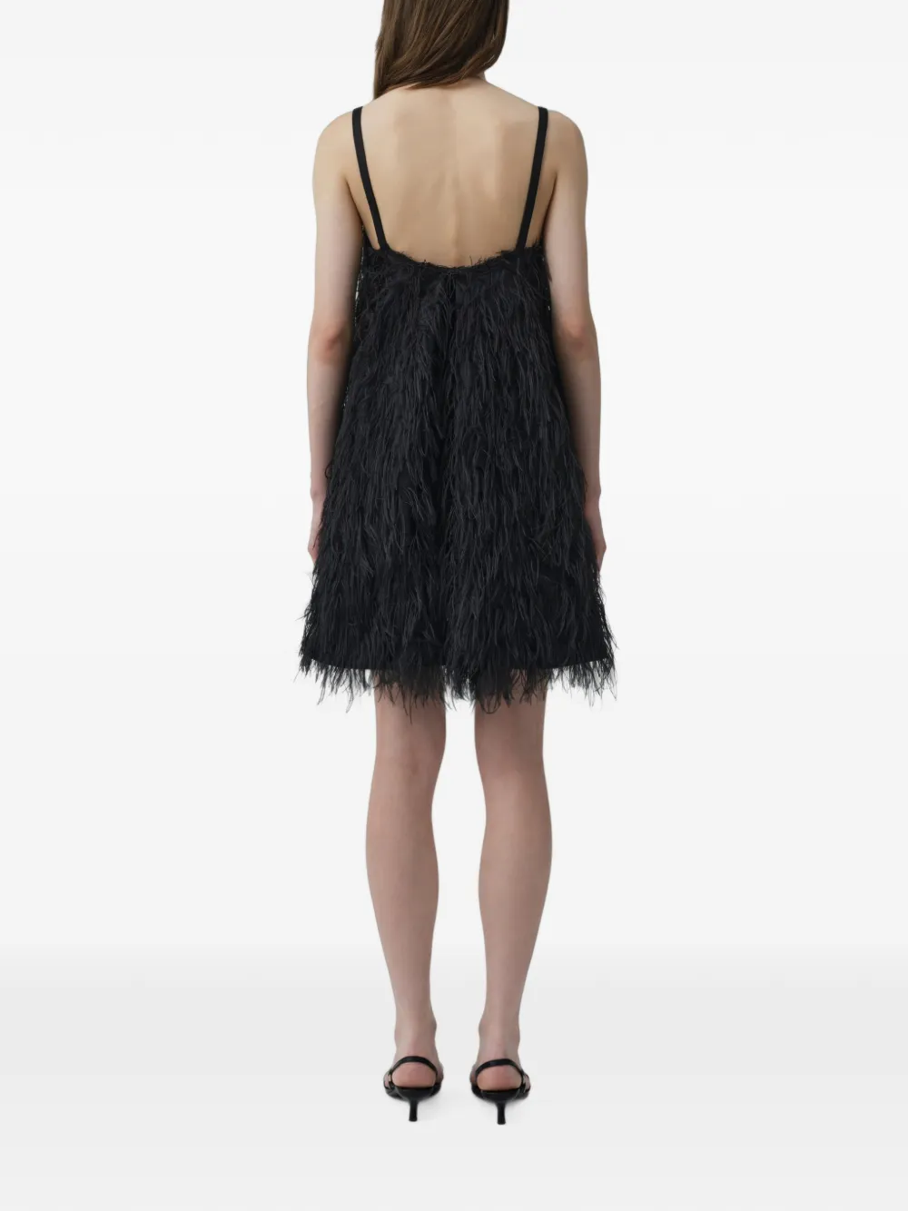 SIMKHAI Kalla fringe jacquard mini dress Zwart